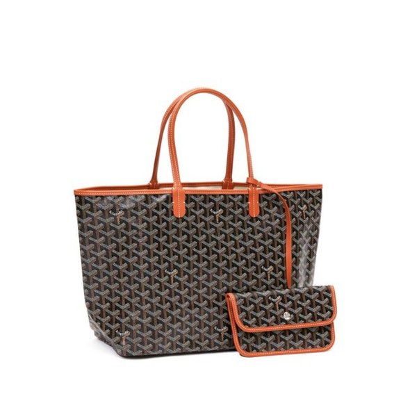 Goyard White Monogram Chevron St Louis PM Tote Bag with Pouch